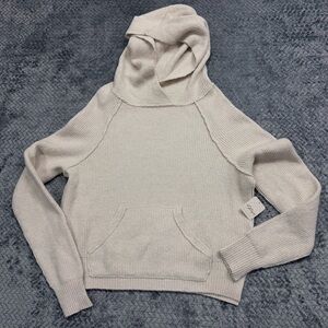 NWT Free People Oatmeal Heather Knit Hooded Sweater size Large